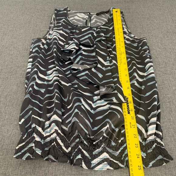 The Limited Sleeveless Blouse Small Ruffled Layered in Front Abstract Art Print - Picture 6 of 13